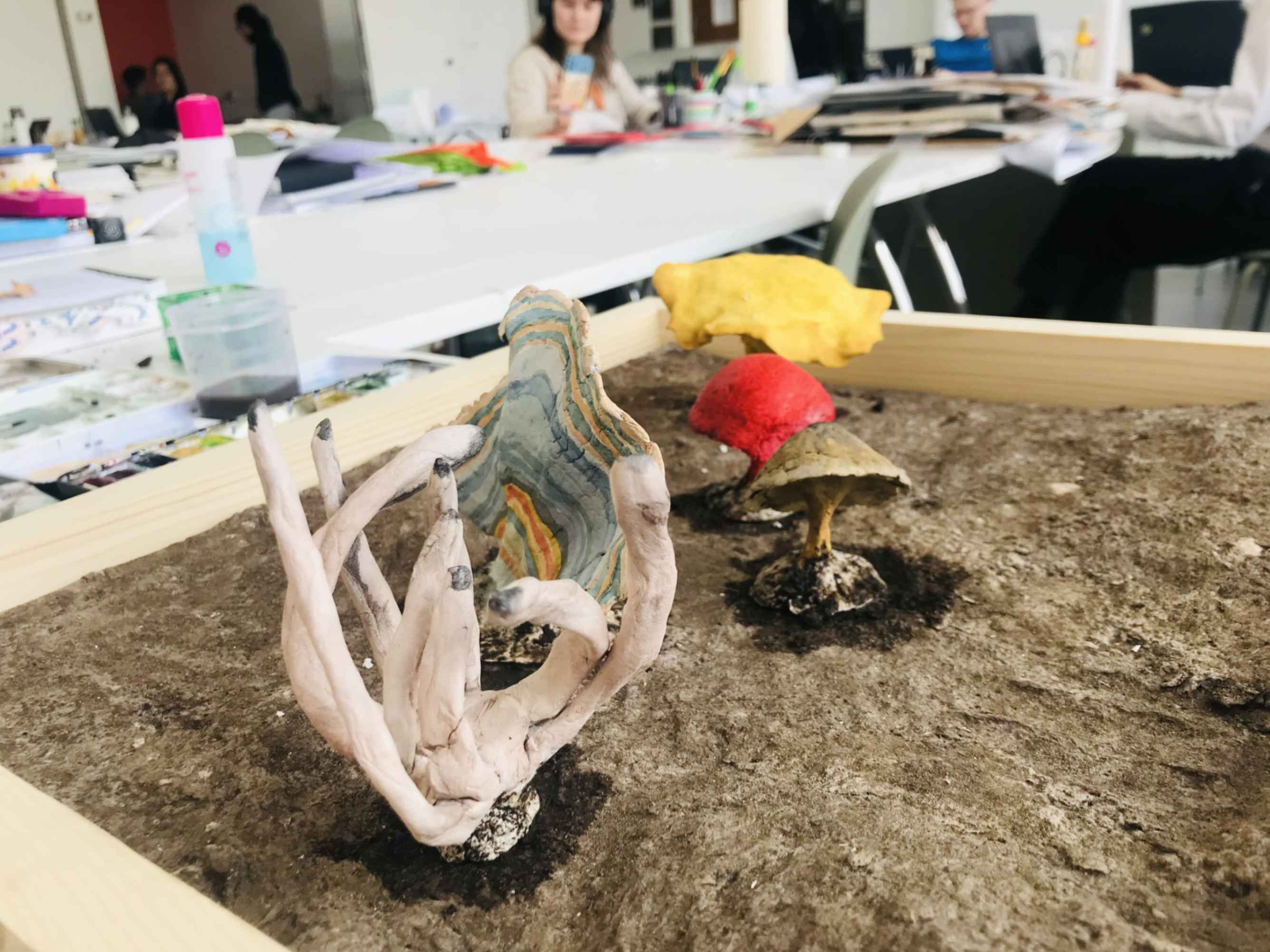 Initial painted clay fungi model development 