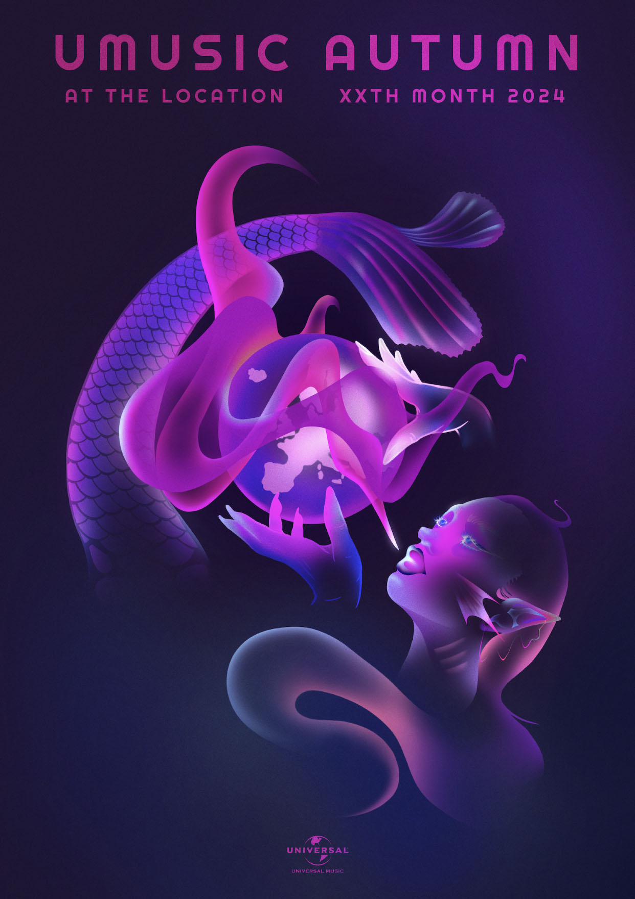 poster showing a siren hypnotising the world