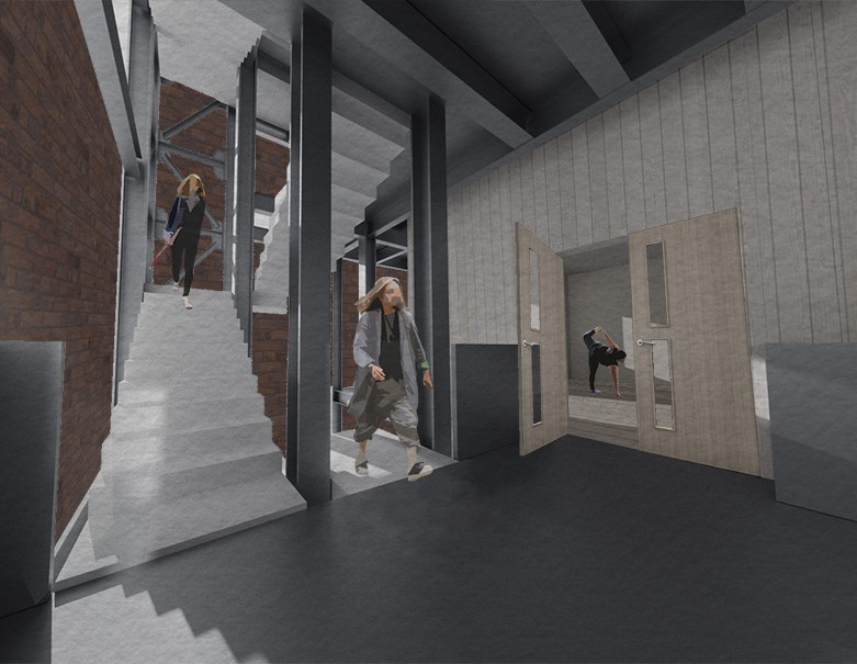 Intertwined stairs view
