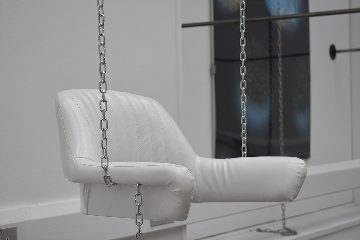 Close up of waiting room PVC chair sculpture 