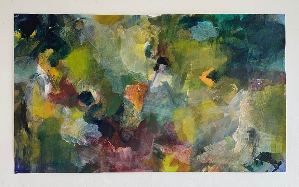 Green blue abstract painting