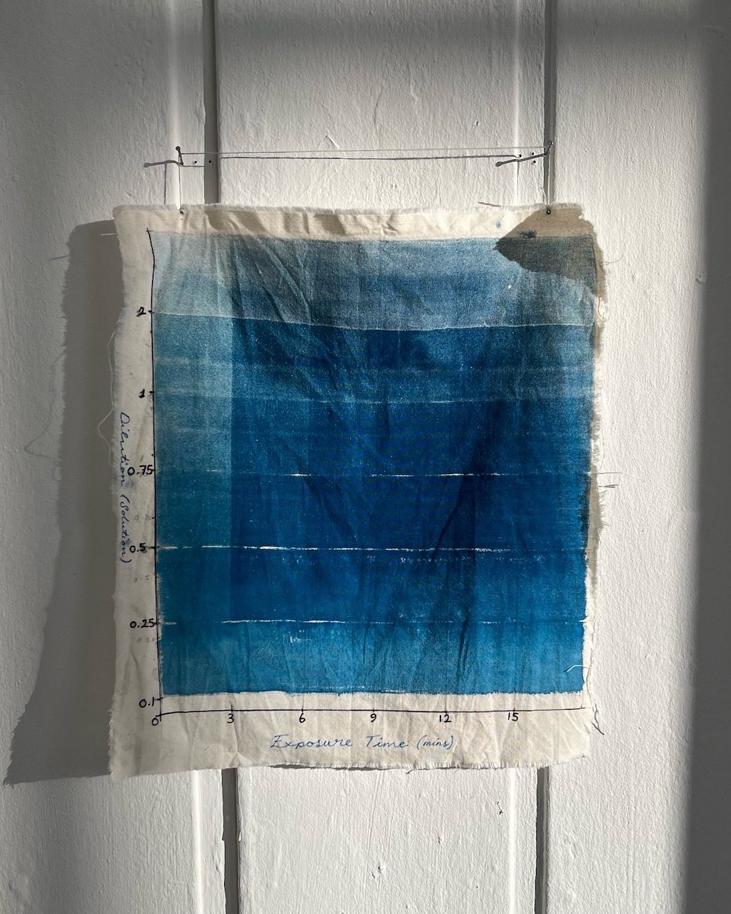 Blue Chart against a white wall 