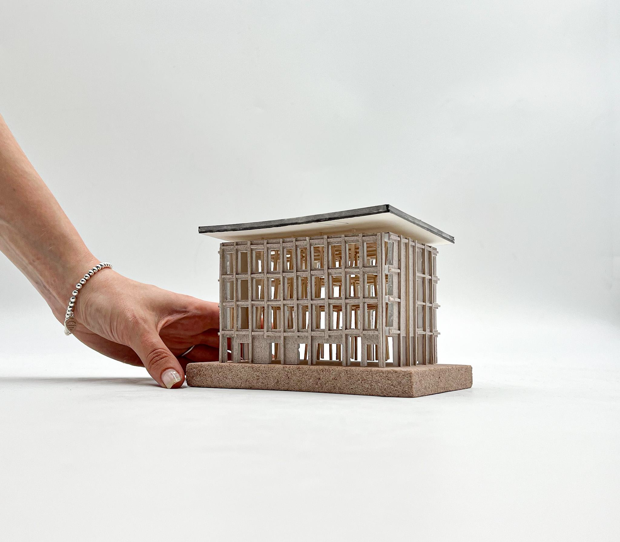 1:200 Social Housing Model With roof and timber frame insides