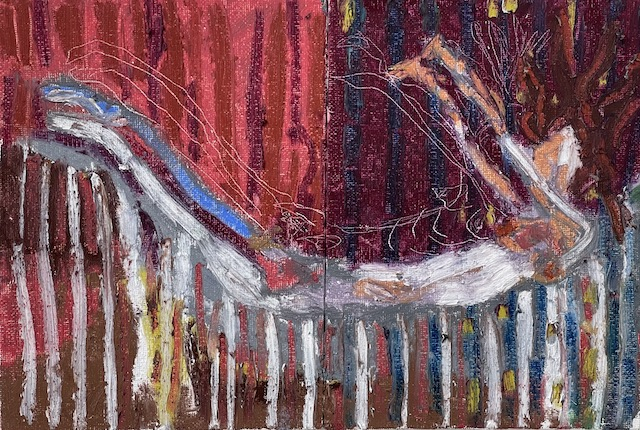 untitled,diptych,10inchx7inch,oil pastel on canvas