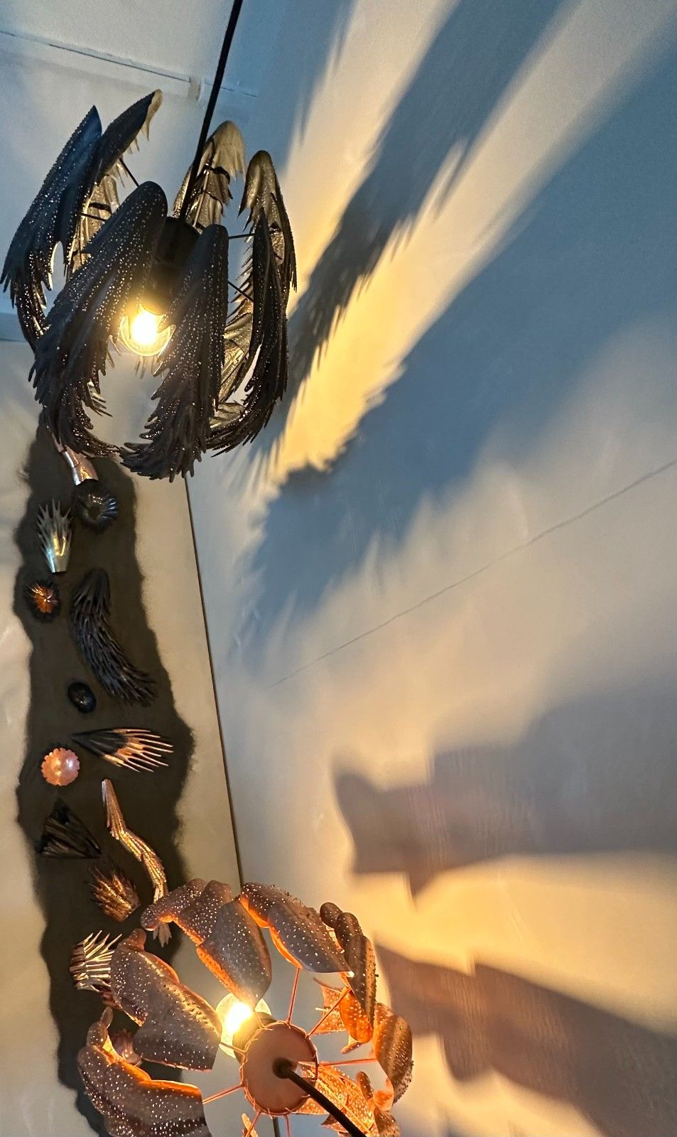 Above view point of Black and Copper lighting Sculpture