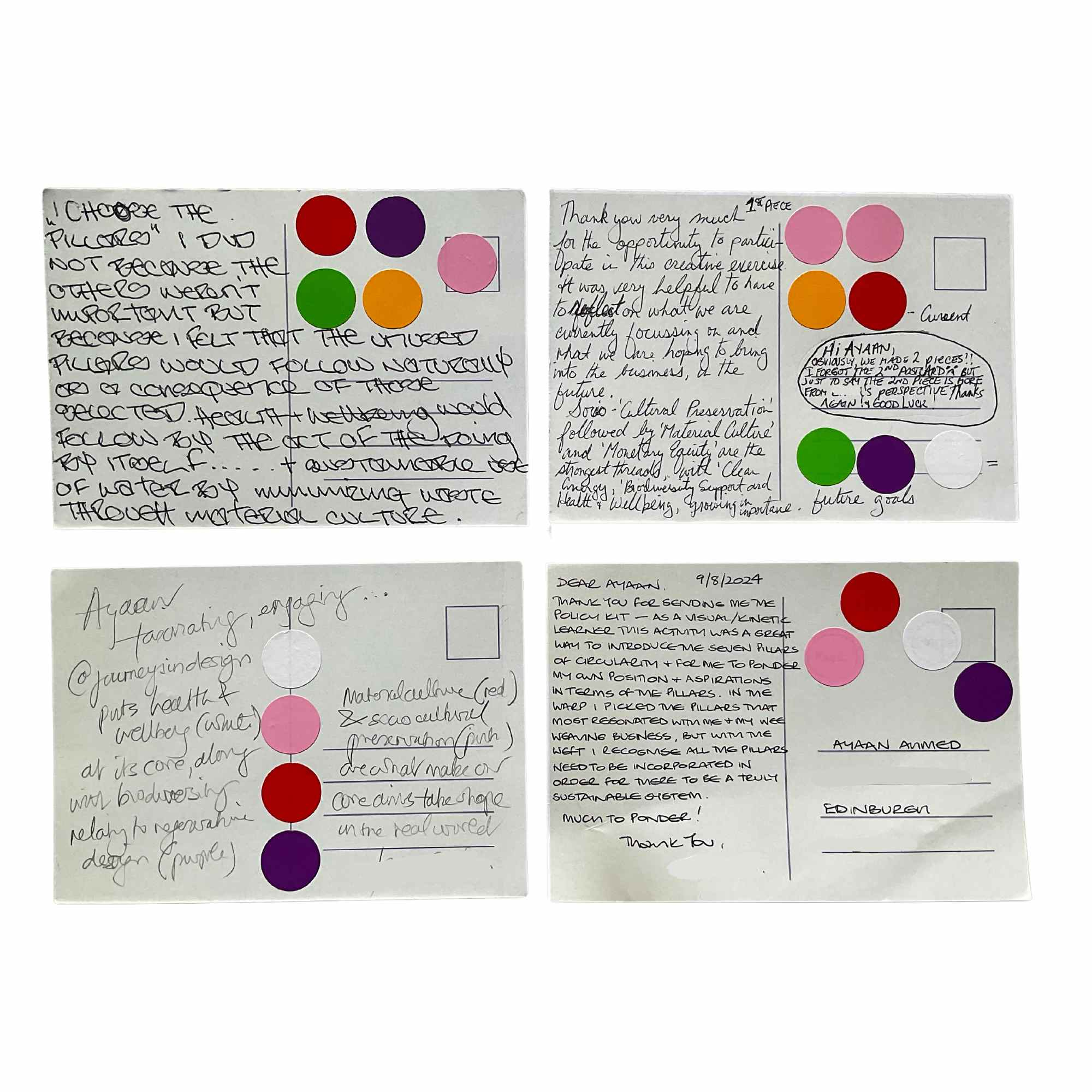 Postcards with text and stickers