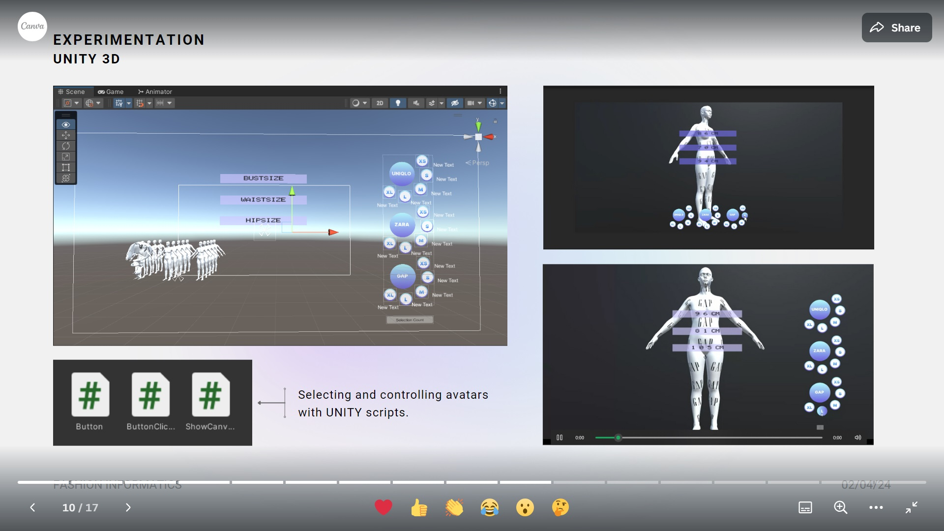 Unity experimentation. avatars and interaction by size