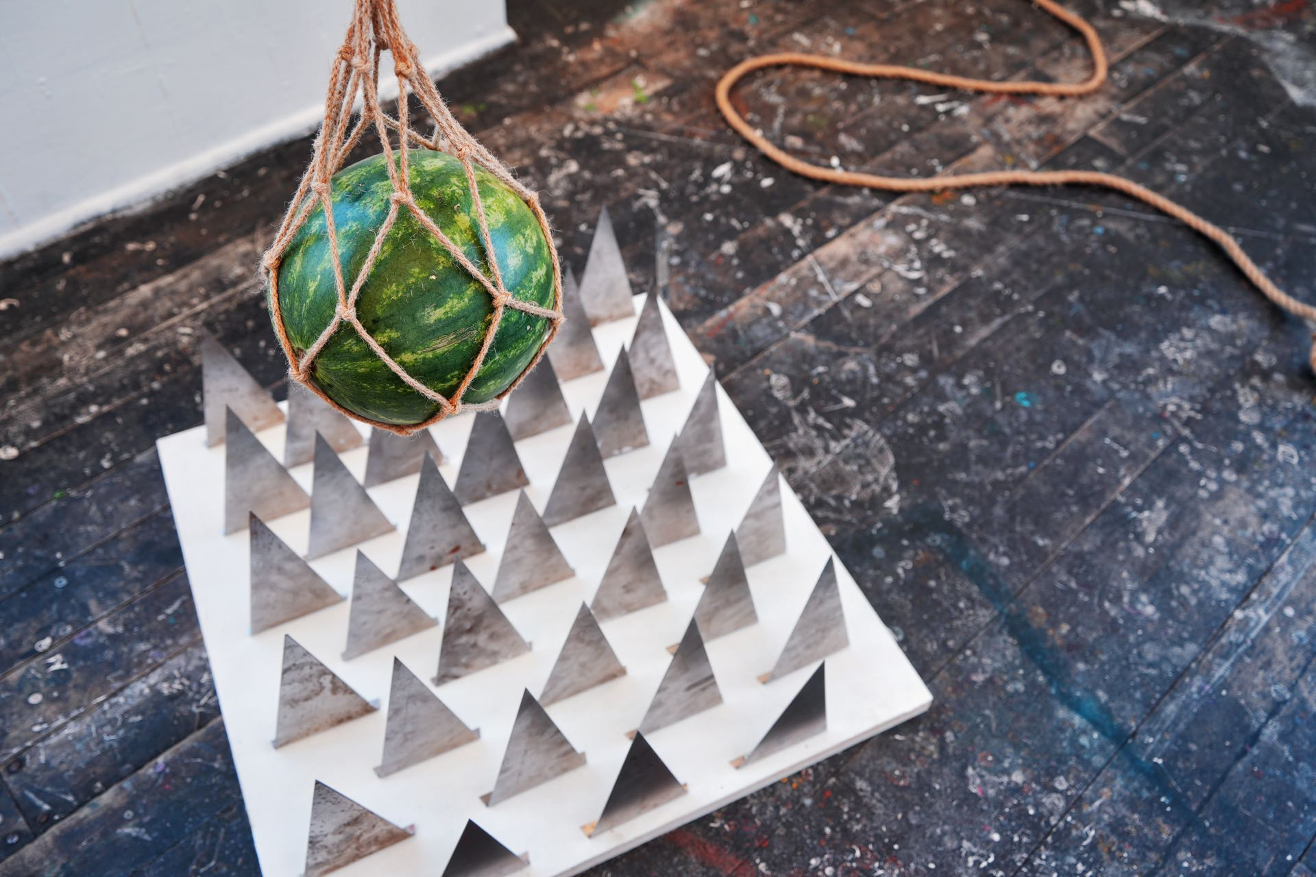 Metal ground thorn and watermelon