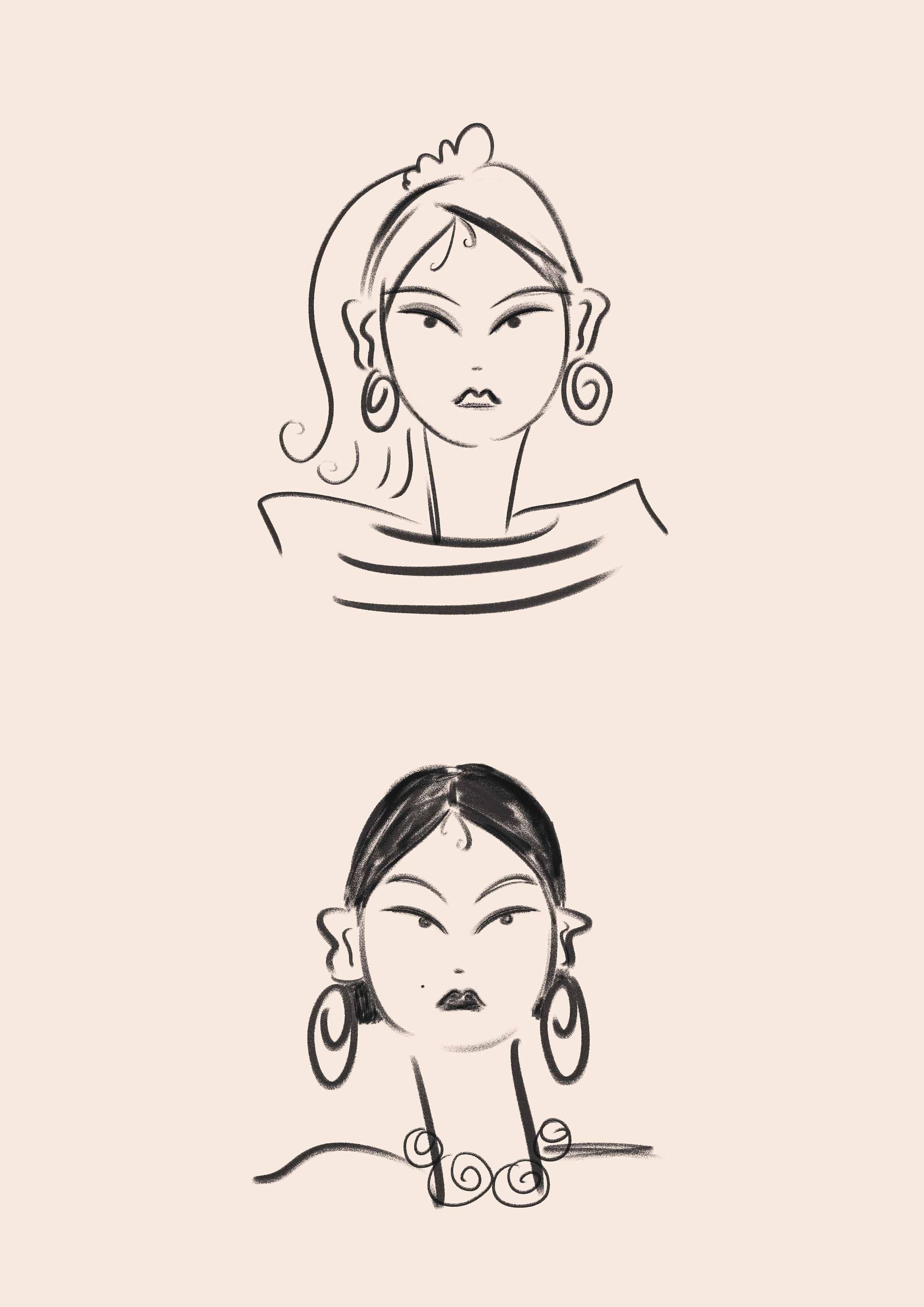 An simple line illustration of a two girls