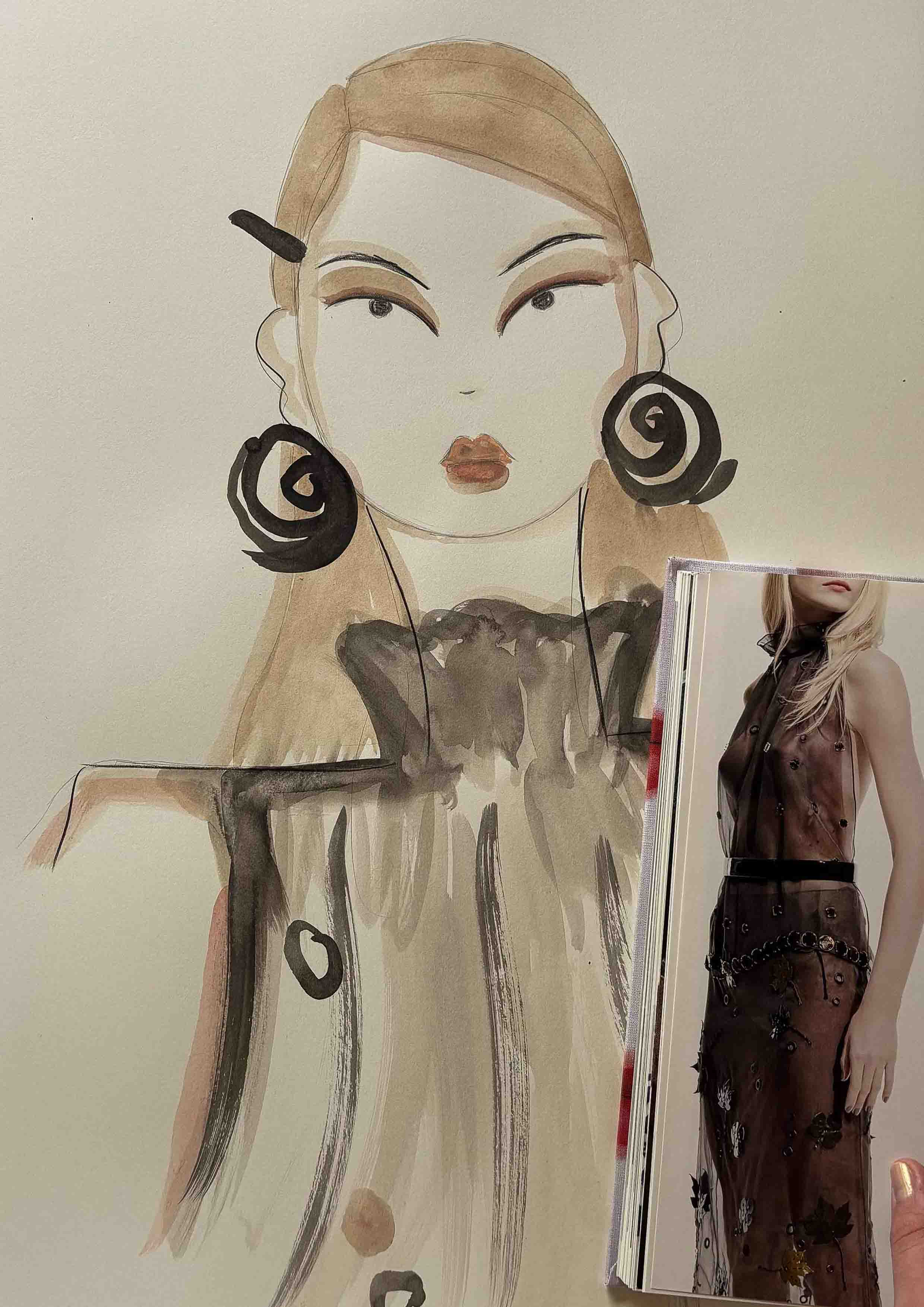 A portrait painting of a girl with golden blonde hair