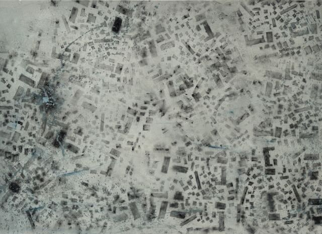 Haze, 2024, Household paint, oil, graphite powder, on calico, 120 x 165cm