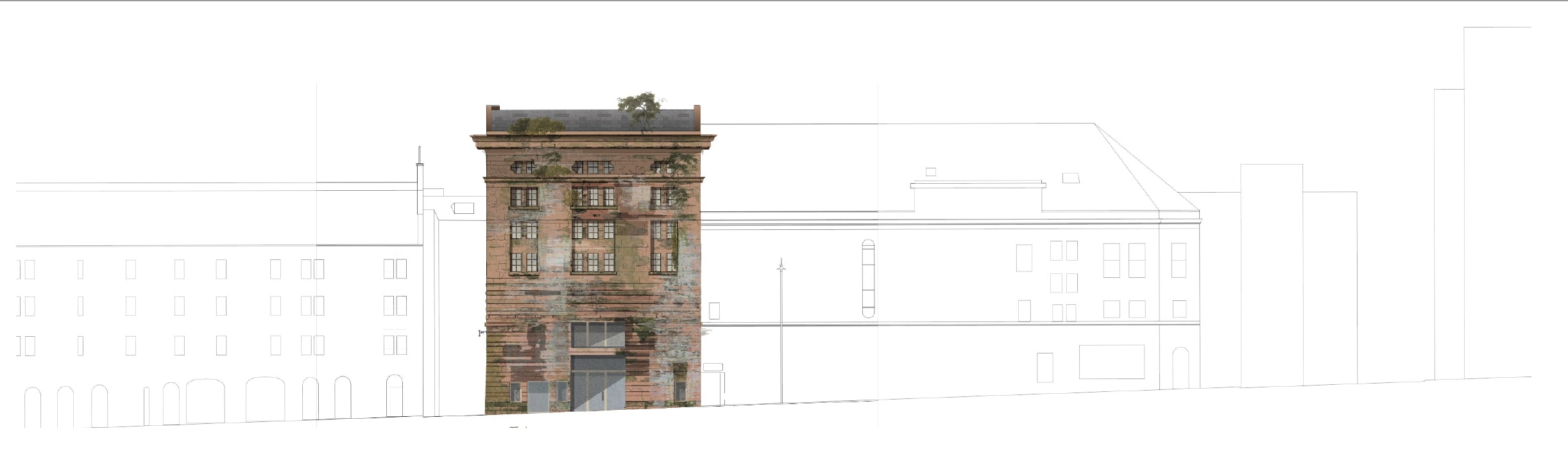 North West Elevation of Final Design in context.