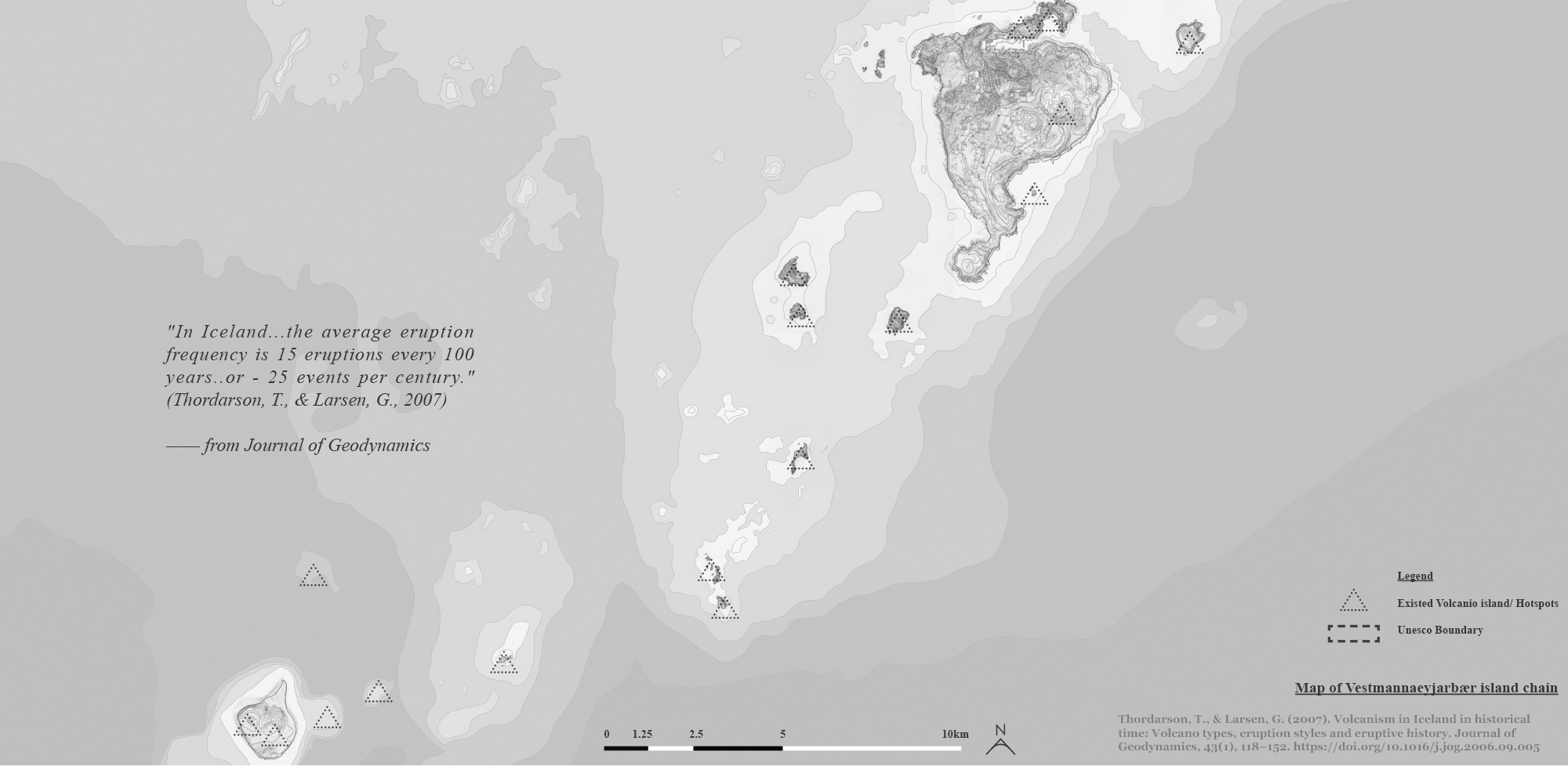 Map of Vestmannaeyjarbær island chain 