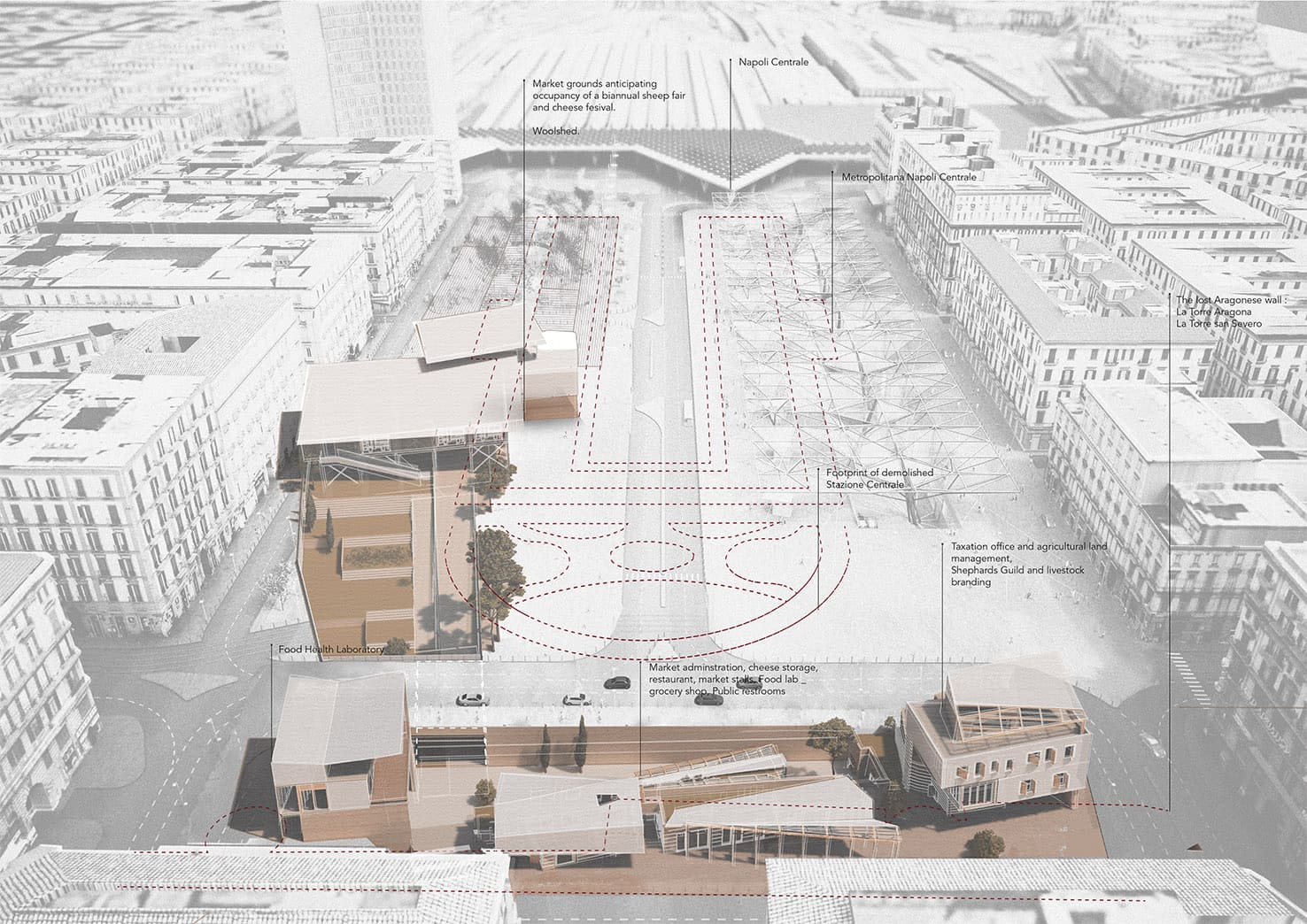 Proposed Site Perspective of Piazza Garibaldi and Piazza Mancini
