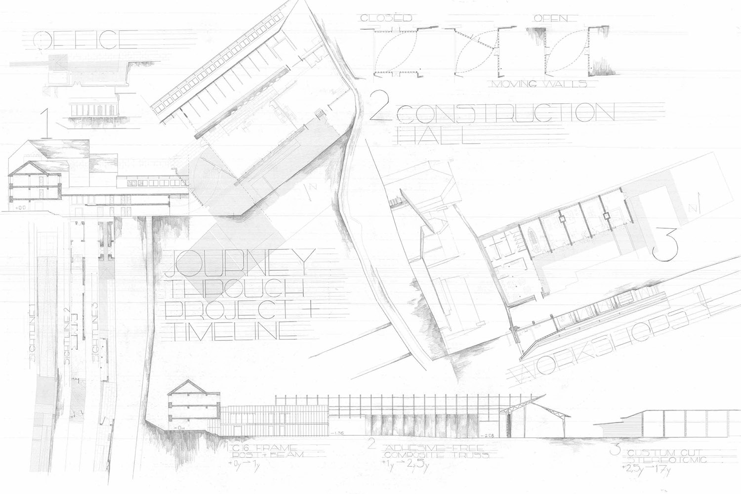 Lucas Gjessing  Timber Studio Composite Drawing - School for Apprentice Joiners